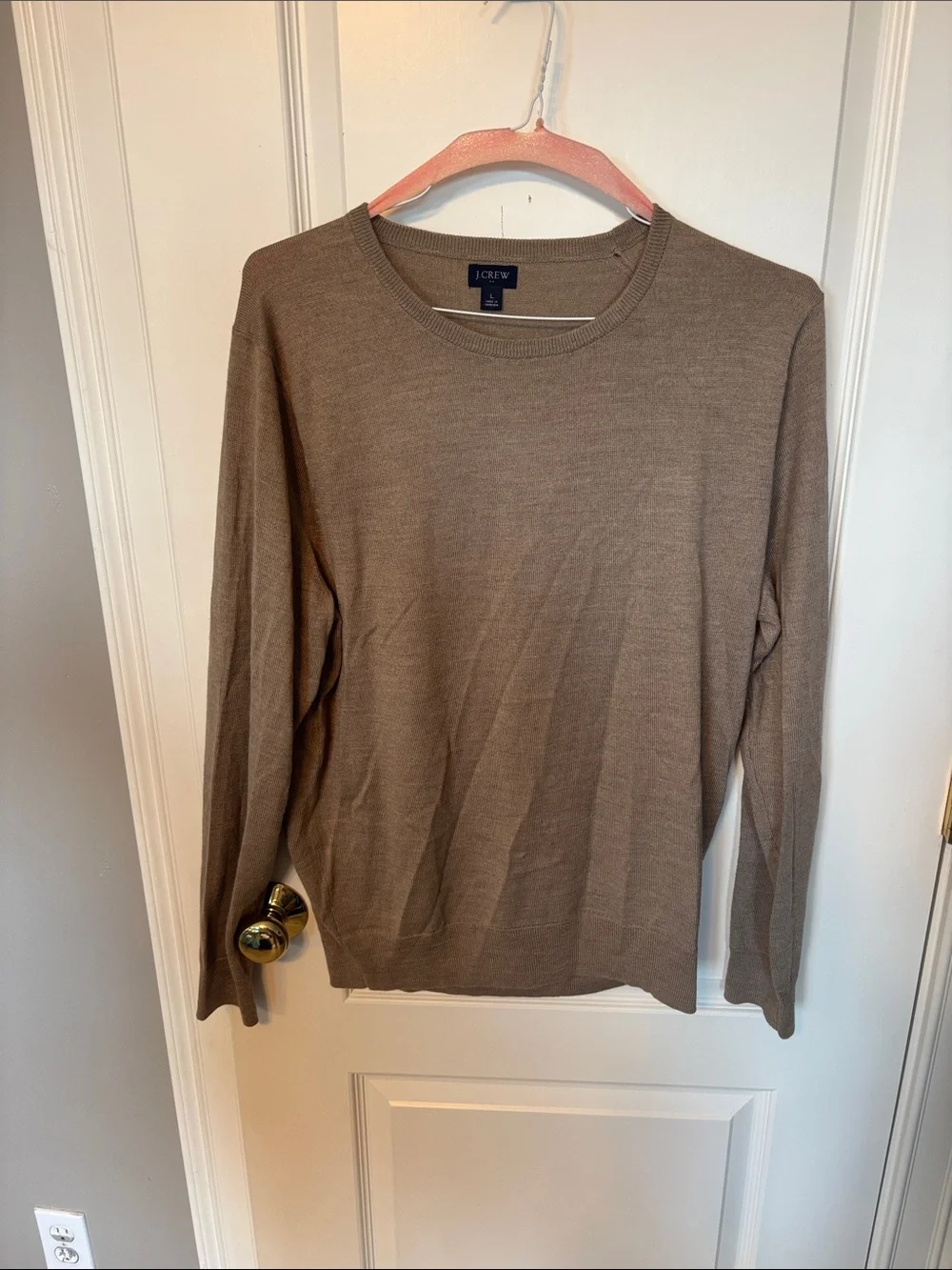 J. Crew Men’s Crewneck Sweater in Taupe Brown